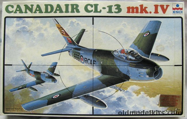 ESCI 1/48 Canadair CL-13 Mk.IV Sabre - MkVI RCAF 439 Sq 1st Wing / MkIV RAF 112 Sq 2nd TAF / MkVI Luftwaffe 1st Staffel JF71 Richthofen / Mk IV Aviazione Miltare Italiana 4th Stormo Caccia Grosseto Italy 1958, 4038 plastic model kit